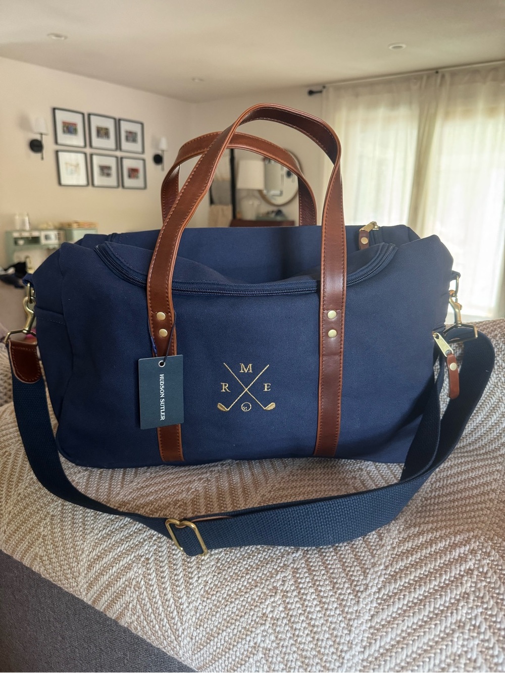 NWT Hudson Sutler Heritage Commuter Duffel Navy Canvas Leather